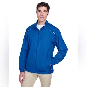 Water Resistant Windbreaker with Reflective Piping and Stand-Up Collar-Royal